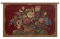 Flower Basket with Burgundy Chenille Background Italian Tapestry