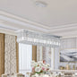39.4" Rectangle Crystal Raindrop Chandelier | 8-Light Modern Pendant for Dining Room & Kitchen Island — Chrome or Gold, E12
