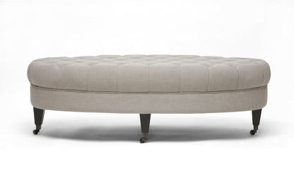 Baxton Studio Brighton Beige Linen Modern Tufted Ottoman