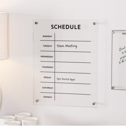 Acrylic Dry Erase Weekly Calender 19"H