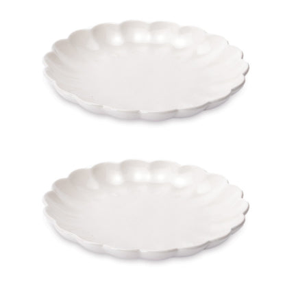 White Scalloped Stoneware Dinner Plate (Set of 2)