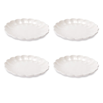 White Scalloped Stoneware Dessert Plate (Set of 4)