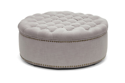 Baxton Studio Iglehart Beige Linen Modern Tufted Ottoman