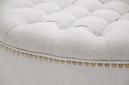 Baxton Studio Iglehart Beige Linen Modern Tufted Ottoman