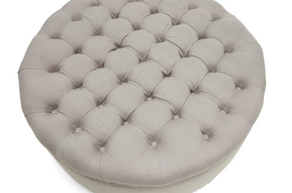 Baxton Studio Iglehart Beige Linen Modern Tufted Ottoman