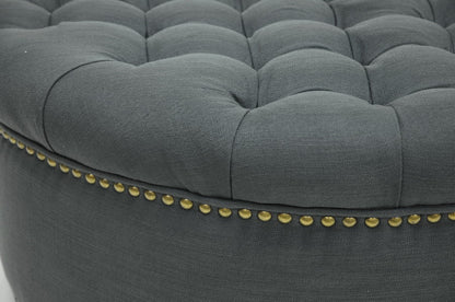 Baxton Studio Iglehart Gray Linen Modern Tufted Ottoman