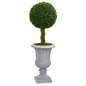 3'Braided Boxwood Topiary Artificial Tree in Gray Urn UV Resistant (Indoor/Outdoor)