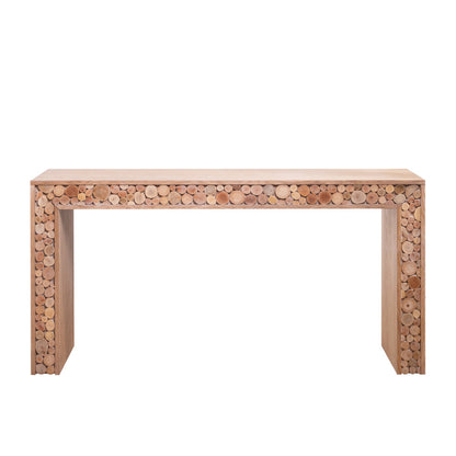 Rustic Console Table with Natural Log Accents | 62" Narrow Entryway & Sofa Table Modern Farmhouse Style
