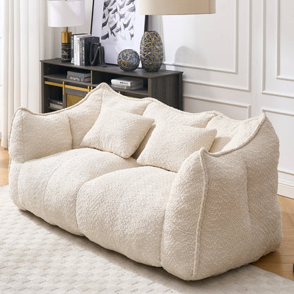 Oversized 2-Person Bean Bag Chair | Chenille Square Lounger with High-Resilience Foam, Armrests & Handle For Gaming, Reading & TV