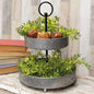 Galvanized Metal Two-Tiered Tray