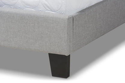 Baxton Studio Ramon Modern and Contemporary Grey Linen Fabric Upholstered Full Size Panel Bed with Nailhead Trim
