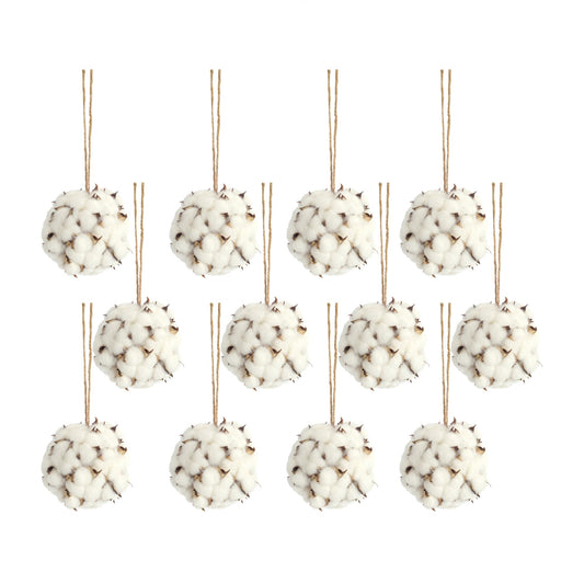 Cotton Orb with Twine Hanger (Set of 12)