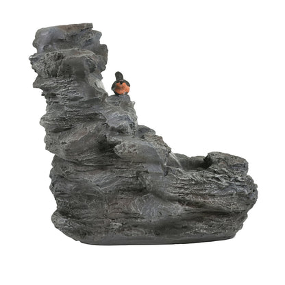 4-Tier Concrete Rock Waterfall Fountain with LED Lights | 20.8" Outdoor Garden Fountain with Adjustable Flow