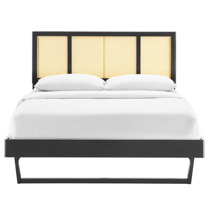 Kelsea Cane and Wood Full Platform Bed With Angular Legs by Modway