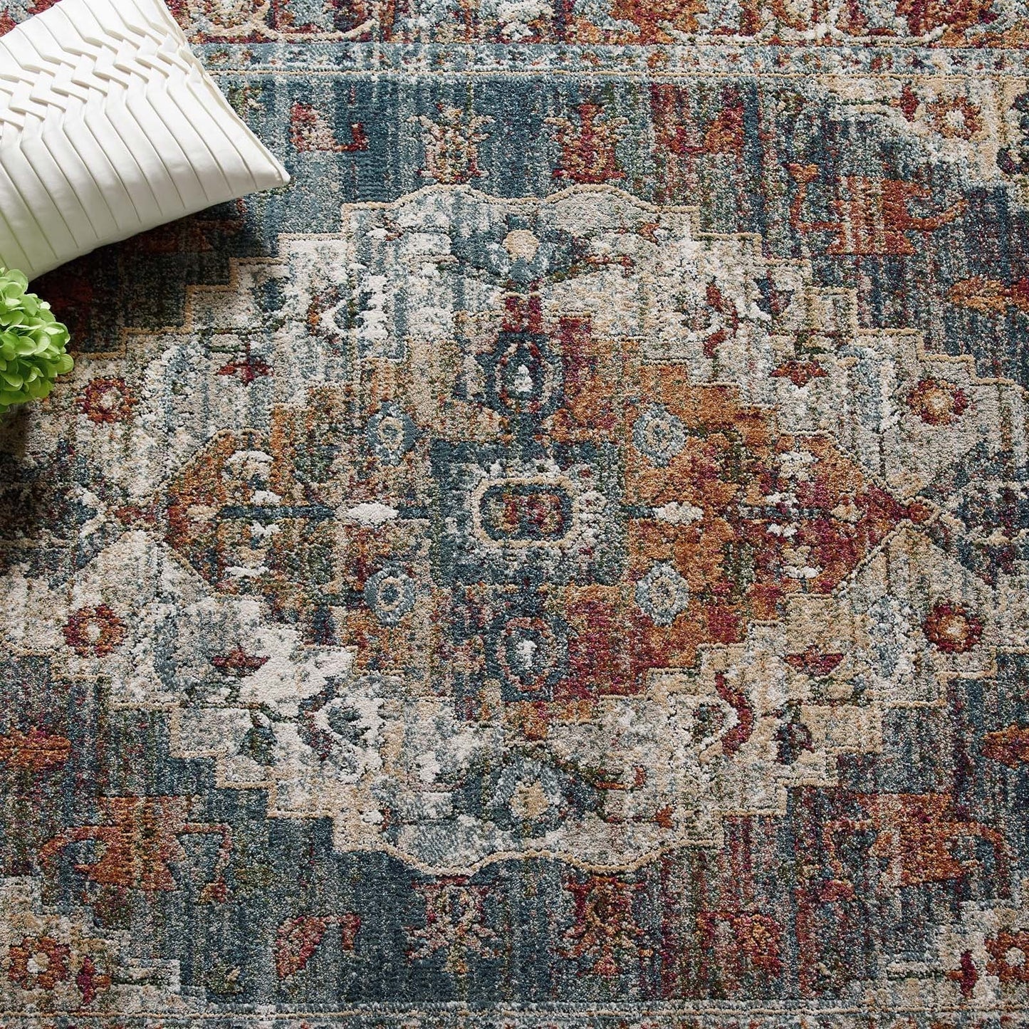 Tribute Camellia Distressed Vintage Floral Vintage Medallion 5x8 Area Rug by Modway