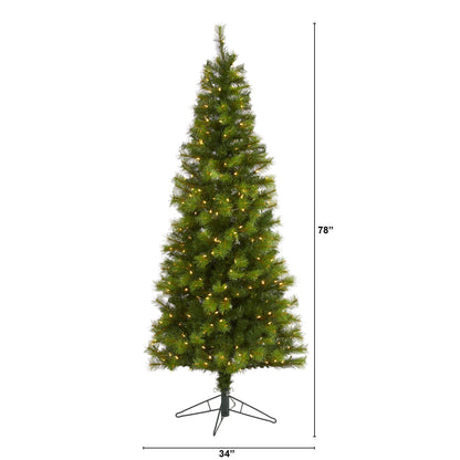 6.5' Green Valley Pine Artificial Christmas Tree w/ 300 Warm White LED Lights