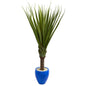 5.5' Spiky Agave Artificial Plant in Blue Oval Planter