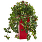 30' Rasberry Artificial Plant in Red Tower Planter