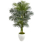 56" Golden Cane Artificial Palm Tree in White Planter