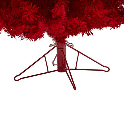 6' Red Flocked Fraser Fir Artificial Christmas Tree
