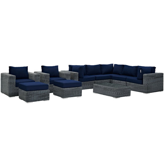 Summon 10 Piece Outdoor Patio Sunbrella¨ Sectional Set by Modway