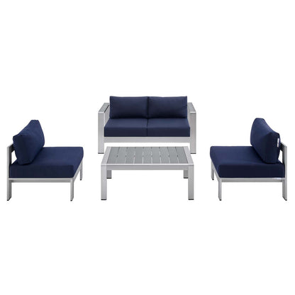 Shore 4 Piece Sunbrella¨ Fabric Outdoor Patio Aluminum Set by Modway