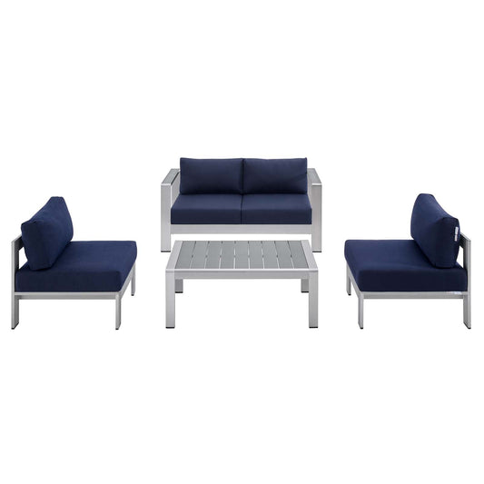 Shore 4 Piece Sunbrella¨ Fabric Outdoor Patio Aluminum Set by Modway