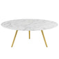Lippa 40" Round Faux Marble Coffee Table with Tripod Base by Modway