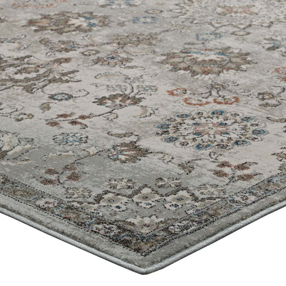 Hana Distressed Vintage Floral Lattice 5x8 Area Rug by Modway