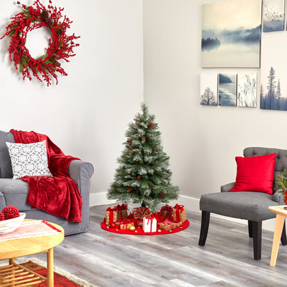 4' Snowed French Alps Mountain Pine Artificial Christmas Tree w/ 237 Bendable