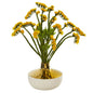 17" Baby Breath Artificial Arrangement in Gold and Cream Elegant Vase