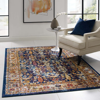 Entourage Jessa Distressed Vintage Floral Lattice 5x8 Area Rug by Modway