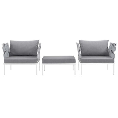 Harmony 3 Piece Outdoor Patio Aluminum Sectional Sofa Set by Modway