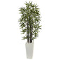 5.5' Black Bamboo Artificial Tree in White Tower Planter