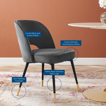 Rouse Performance Velvet Dining Side Chairs Set of 2 by Modway