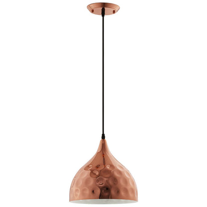Dimple 11" Bell-Shaped Rose Gold Pendant Light by Modway