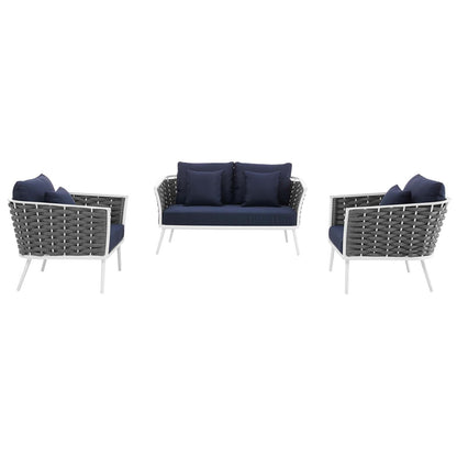 Stance 3 Piece Outdoor Patio Aluminum Sectional Sofa Set by Modway