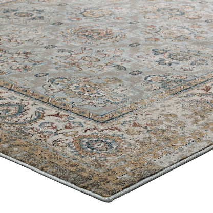 Hisa Distressed Vintage Floral Lattice 5x8 Area Rug by Modway