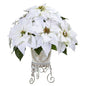 Poinsettia Artificial Arrangement in Metal Planter