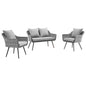 Endeavor 3 Piece Outdoor Patio Wicker Rattan Loveseat and Armchair Set by Modway