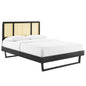 Kelsea Cane and Wood Full Platform Bed With Angular Legs by Modway