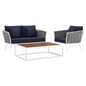 Stance 3 Piece Outdoor Patio Aluminum Sectional Sofa Set by Modway