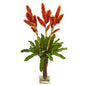 Tropical Bromeliad Artificial Arrangement in Glass Vase