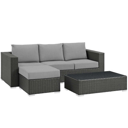 Sojourn 3 Piece Outdoor Patio Sunbrella¨ Sectional Set by Modway