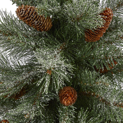 4' Snowed French Alps Mountain Pine Artificial Christmas Tree w/ 237 Bendable