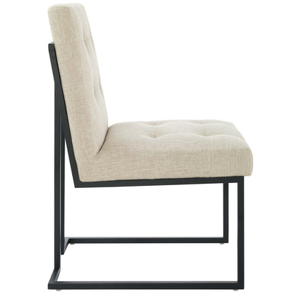 Privy Black Stainless Steel Upholstered Fabric Dining Chair by Modway