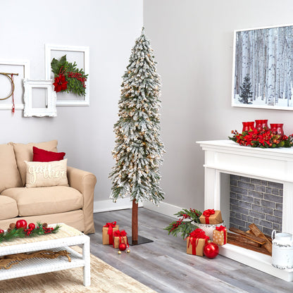 7' Flocked Gr& Alpine Artificial Christmas Tree w/ 400 Clear Lights