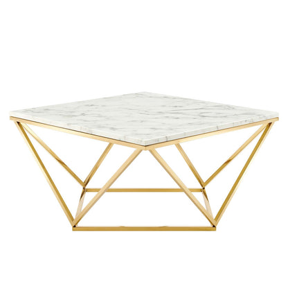 Vertex Gold Metal Stainless Steel Coffee Table by Modway