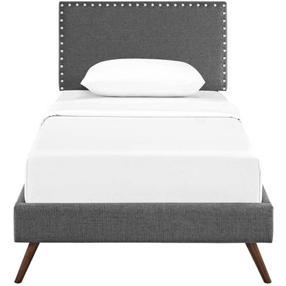 Macie Twin Fabric Platform Bed with Round Splayed
