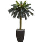 4.5' Sago Artificial Palm Tree in Black Planter